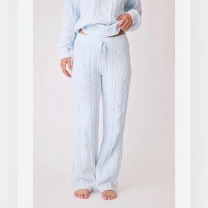 Light Blue Cable Knit Lounge Pants NEW Wild Fable Cozy Sweater Knit M Nordic Ski
